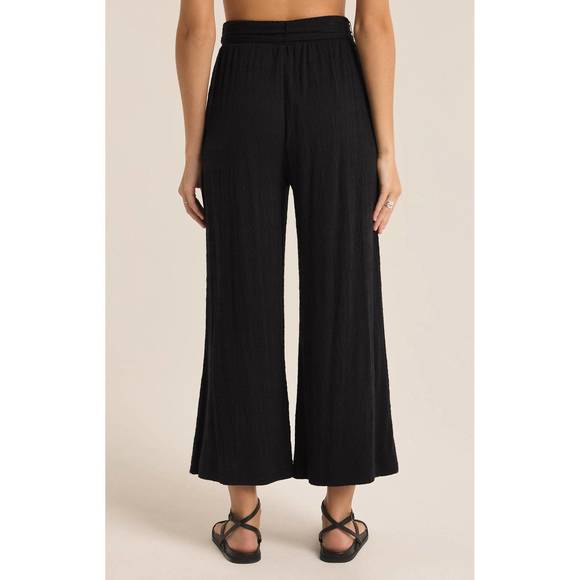 NEW Z SUPPLY women's isla pucker knit pant in black - Picture 2 of 3